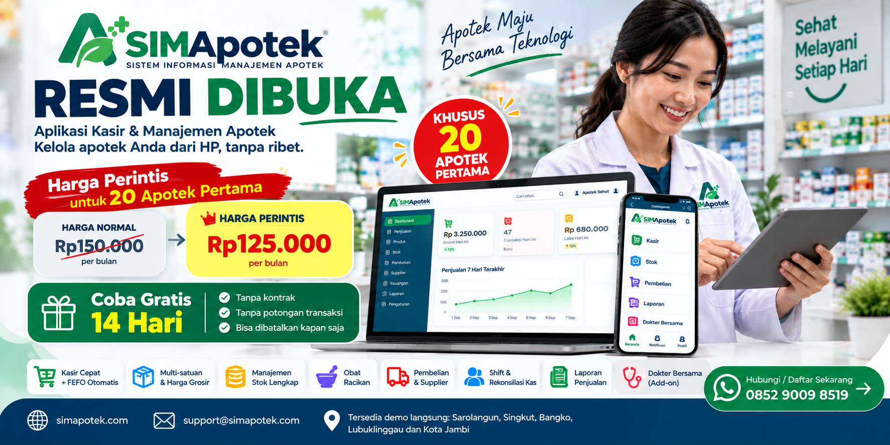 SimApotek Resmi Dibuka: Harga Perintis Rp125.000/Bulan untuk 20 Apotek Pertama